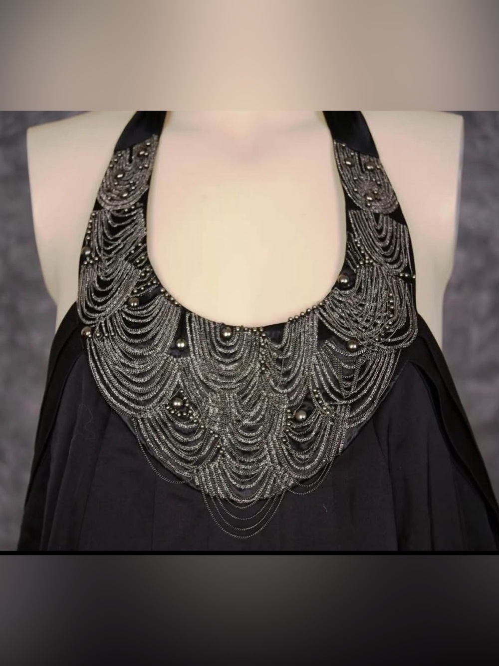 NWT Ted Baker Black Multi-Chain Beaded Halter Necklace